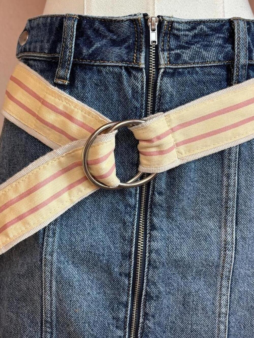 double ring canvas belt yellow pink y2k streetwear